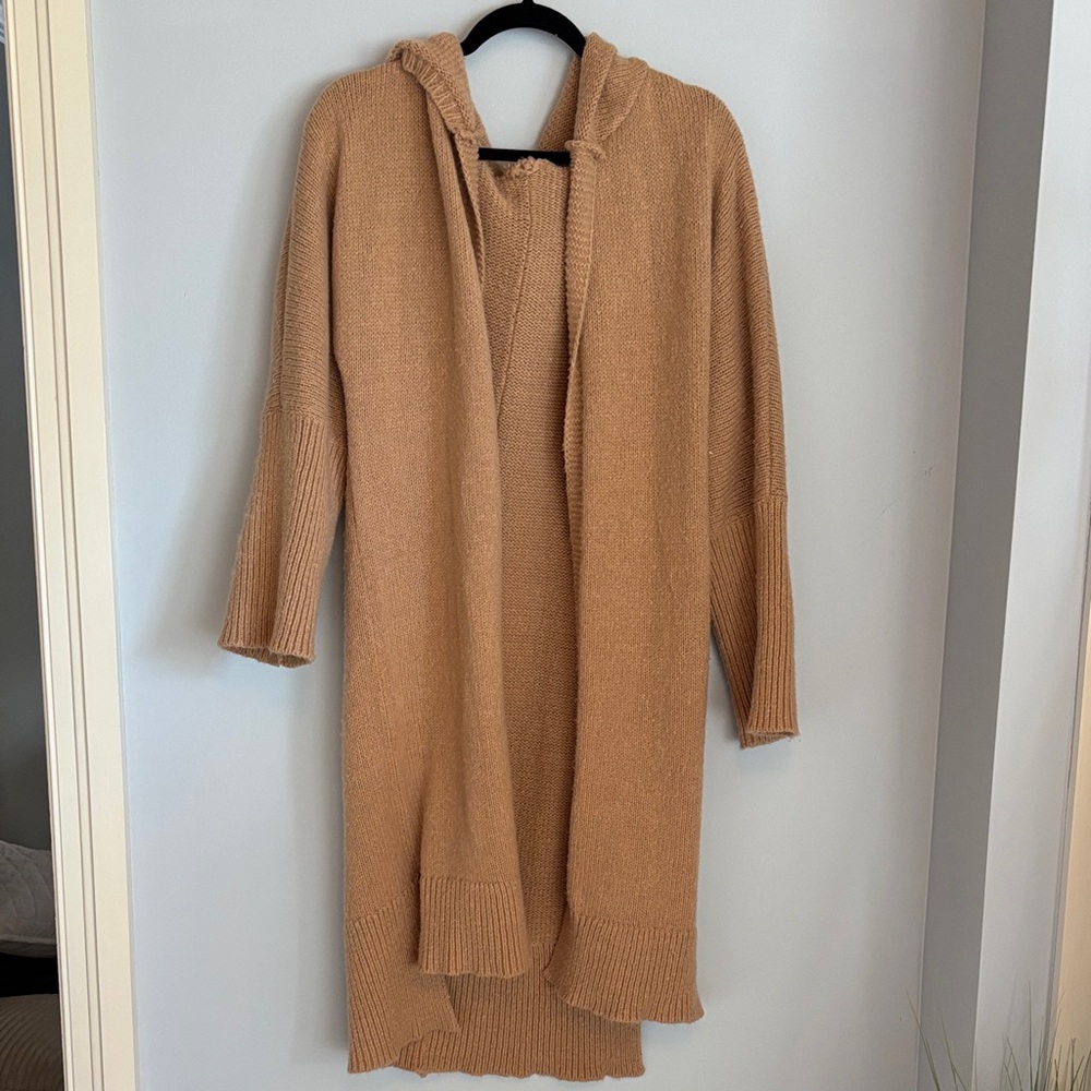 Women's Tan Hooded Cardigan